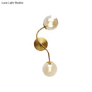 GobekUsa Modern Brass Wall Lamp Sconce with Clear/Tan Glass - Ball Stairway 2-Light LED