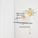 GobekUsa Clear Glass LED Wall Lights Pull Chain Switch Modern Bedside Lamp