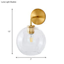 GobekUsa Modern Glass Orb Wall Sconce with Brass Arm, Clear/White