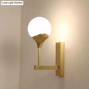 GobekUsa Minimal Brass Wall Sconce with Cream Glass Shade - Bedroom Wall Light