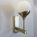 GobekUsa Minimal Brass Wall Sconce with Cream Glass Shade - Bedroom Wall Light