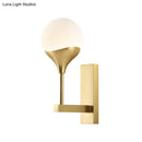 GobekUsa Minimal Brass Wall Sconce with Cream Glass Shade - Bedroom Wall Light