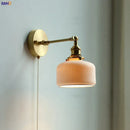 GobekUsa Copper Arm Wall Lamp with Pull Chain Switch, Nordic Modern Design