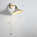 GobekUsa Copper Arm Wall Lamp with Pull Chain Switch, Nordic Modern Design