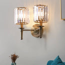 GobekUsa Modern Brass Cylinder Wall Light Sconce with Crystal Shade - 1/2 Lights Metal Wall Mount