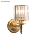 GobekUsa Modern Brass Cylinder Wall Light Sconce with Crystal Shade - 1/2 Lights Metal Wall Mount