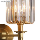 GobekUsa Modern Brass Cylinder Wall Light Sconce with Crystal Shade - 1/2 Lights Metal Wall Mount