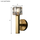 GobekUsa Brass Cylinder Sconce with Clear Crystal Block for Modern Living Room Lighting