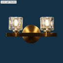GobekUsa Brass Cylinder Sconce with Clear Crystal Block for Modern Living Room Lighting