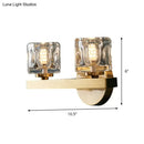 GobekUsa Brass Cylinder Sconce with Clear Crystal Block for Modern Living Room Lighting