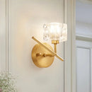 GobekUsa Modern Brass Wall Light with Clear Crystal Shade - Perfect for Bedroom Lighting