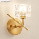 GobekUsa Modern Brass Wall Light with Clear Crystal Shade - Perfect for Bedroom Lighting