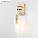 GobekUsa Modern Flared Wall Mount Lamp - 1 Light Gold Sconce with Clear Glass Shade