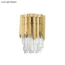 GobekUsa Modern Brass Wall Mount Light with Clear Crystal Prism - 2 Headed Wall Lighting for Bedroom