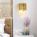 GobekUsa Modern Brass Wall Mount Light with Clear Crystal Prism - 2 Headed Wall Lighting for Bedroom