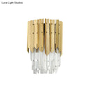 GobekUsa Modern Brass Wall Mount Light with Clear Crystal Prism - 2 Headed Wall Lighting for Bedroom