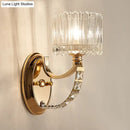 GobekUsa Modern Brass Sconce Light: 1 Head Bedroom Wall Fixture with Clear Glass Shade