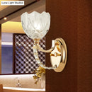 GobekUsa Modern Brass Sconce Light: 1 Head Bedroom Wall Fixture with Clear Glass Shade