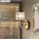 GobekUsa Modern Brass Sconce Light: 1 Head Bedroom Wall Fixture with Clear Glass Shade