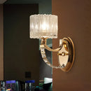GobekUsa Modern Brass Sconce Light: 1 Head Bedroom Wall Fixture with Clear Glass Shade