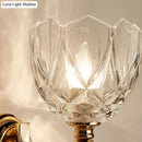 GobekUsa Modern Brass Sconce Light: 1 Head Bedroom Wall Fixture with Clear Glass Shade