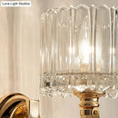 GobekUsa Modern Brass Sconce Light: 1 Head Bedroom Wall Fixture with Clear Glass Shade