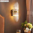 GobekUsa Modern Brass Wall Sconce Light with Fluted Glass Shade - 3-Light Bedroom Sconce, 7/9.5" Width