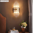 GobekUsa Modern Brass Wall Sconce Light with Fluted Glass Shade - 3-Light Bedroom Sconce, 7/9.5" Width