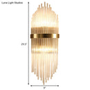 GobekUsa Modern Brass Wall Sconce Light with Fluted Glass Shade - 3-Light Bedroom Sconce, 7/9.5" Width