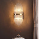 GobekUsa Modern Brass Wall Sconce Light with Fluted Glass Shade - 3-Light Bedroom Sconce, 7/9.5" Width