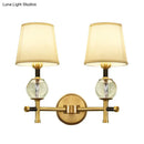 GobekUsa Modern Brass Wall Sconce with Crystal Accent and Fabric Shade