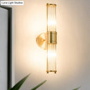 GobekUsa Modern Brass Wall Sconce with Crystal Cylinder Shade - Ideal for Hallways and Wall Mount Lighting