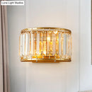 GobekUsa Modern Brass Wall Sconce with Drum-shaped Clear Crystal Shade - 1 Light Living Room Lighting Fixture