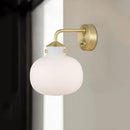 GobekUsa Brass Wall Sconce with Oblong Milk White Glass Shade - Modern Balcony Light