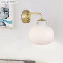 GobekUsa Brass Wall Sconce with Oblong Milk White Glass Shade - Modern Balcony Light