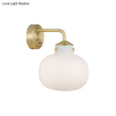 GobekUsa Brass Wall Sconce with Oblong Milk White Glass Shade - Modern Balcony Light