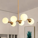 GobekUsa Clear/White Bubble Island Light Fixture with Post Modern Glass Shade - 6 Bulbs Hanging Light