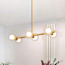 GobekUsa Clear/White Bubble Island Light Fixture with Post Modern Glass Shade - 6 Bulbs Hanging Light