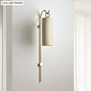 GobekUsa Modern Tube Sconce Lighting with Green/White Fabric Shade - 1 Light Living Room Lighting in Black/Gold