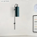 GobekUsa Modern Tube Sconce Lighting with Green/White Fabric Shade - 1 Light Living Room Lighting in Black/Gold