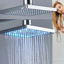 GobekUsa Bright Chrome LED Rainfall Shower Head: Color Changing Brass Rectangular Shower Faucet