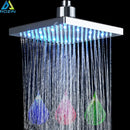 GobekUsa Bright Chrome LED Rainfall Shower Head: Color Changing Brass Rectangular Shower Faucet
