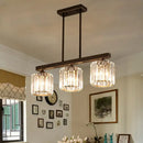 GobekUsa Modern 3-Light Crystal Island Pendant in Clear Shade for Dining Room Table
