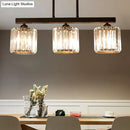 GobekUsa Modern 3-Light Crystal Island Pendant in Clear Shade for Dining Room Table