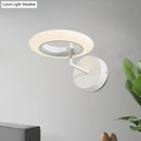 GobekUsa Modern Coffee/White Round LED Wall Lamp with Curved Arm in Warm/Natural Light - Acrylic Lighting Sconce