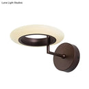 GobekUsa Modern Coffee/White Round LED Wall Lamp with Curved Arm in Warm/Natural Light - Acrylic Lighting Sconce