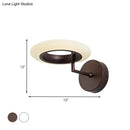 GobekUsa Modern Coffee/White Round LED Wall Lamp with Curved Arm in Warm/Natural Light - Acrylic Lighting Sconce