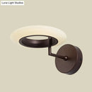 GobekUsa Modern Coffee/White Round LED Wall Lamp with Curved Arm in Warm/Natural Light - Acrylic Lighting Sconce