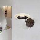 GobekUsa Modern Coffee/White Round LED Wall Lamp with Curved Arm in Warm/Natural Light - Acrylic Lighting Sconce