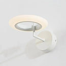GobekUsa Modern Coffee/White Round LED Wall Lamp with Curved Arm in Warm/Natural Light - Acrylic Lighting Sconce